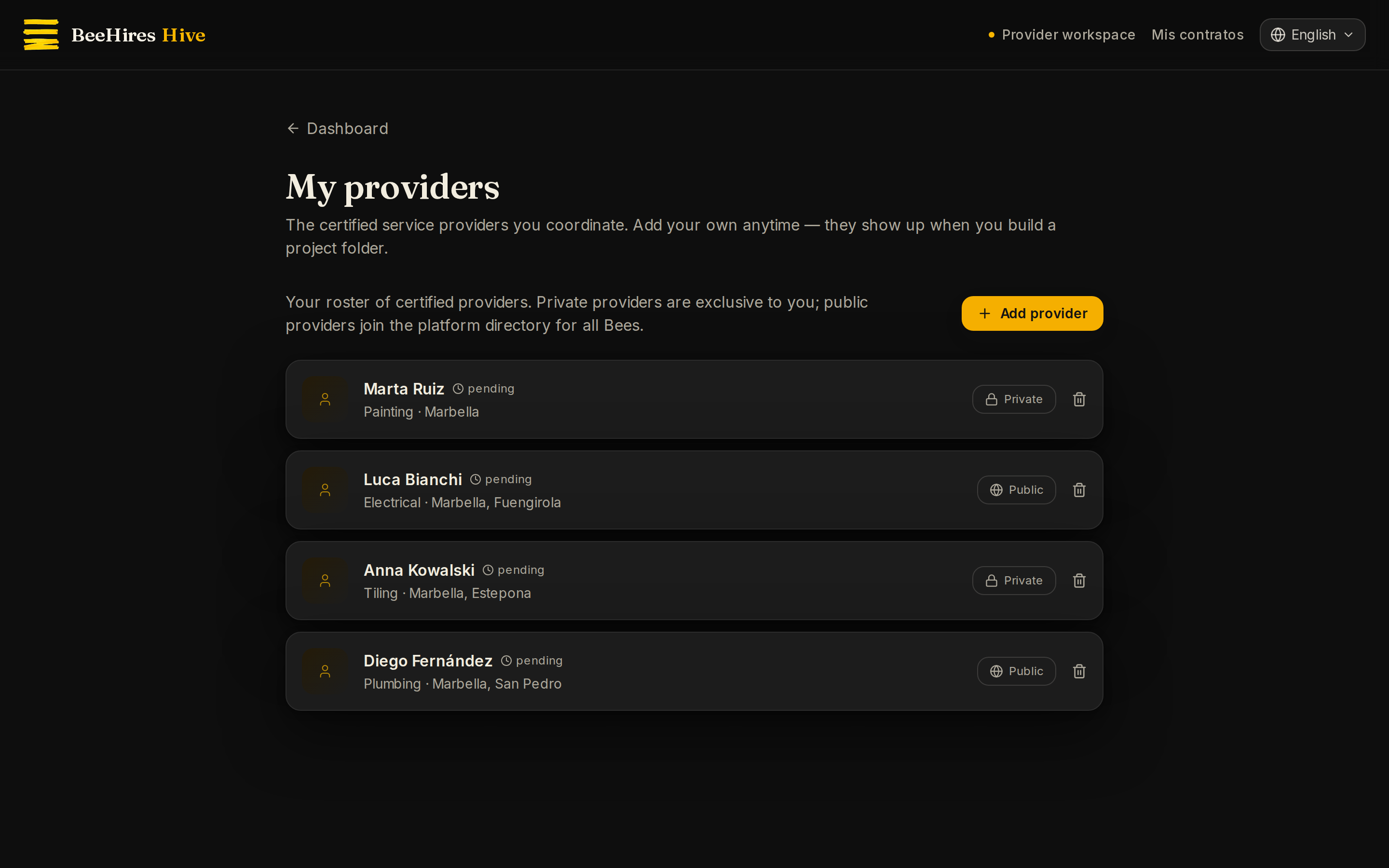 Build and manage your team of trusted Service Bees.